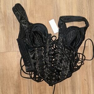 Elegant Black Lace-Up Women's Top